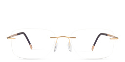 Shop Silhouette Rimless Wide Square Eyeglasses in Gold online.