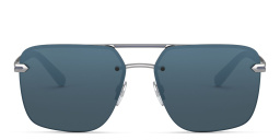 BVLGARI Rimless Wide Rectangle Sunglasses in Gunmetal – Product Photo 1