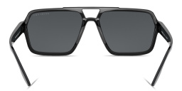 Shop Prada Linea Rossa Logo Signature Rectangle Sunglasses in Black online.