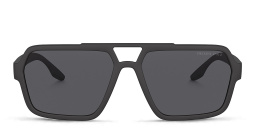 Shop Prada Linea Rossa Logo Signature Rectangle Sunglasses in Black online.