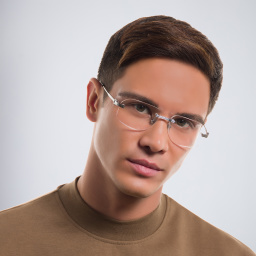 Shop Cartier Première de Cartier Rimless Wide Eyeglasses in Silver online.