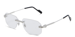 Shop Cartier Première de Cartier Rimless Wide Eyeglasses in Silver online.