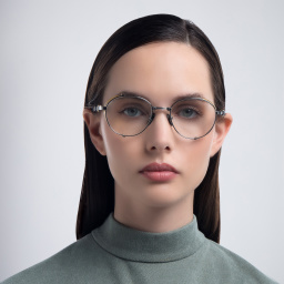 Shop BALMAIN Brigade I Unisex Round Eyeglasses in Silver online.