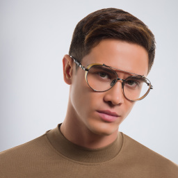 Shop BALMAIN Brigade II Unisex Round Eyeglasses Large in Grey online.