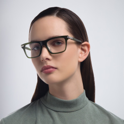 Shop BALMAIN Sentinelle I Unisex Square Eyeglasses in Green online.