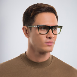 Shop BALMAIN Sentinelle I Unisex Square Eyeglasses in Green online.