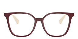 VALENTINO Stud Square Eyeglasses in Burgundy – Product Photo 1