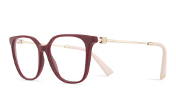 VALENTINO Stud Square Eyeglasses in Burgundy – Product Photo 4