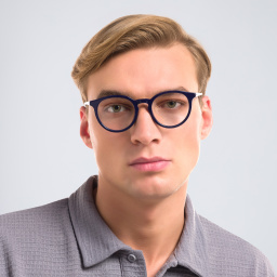 EYE'M Round Eyeglasses in Blue – Product Photo 4