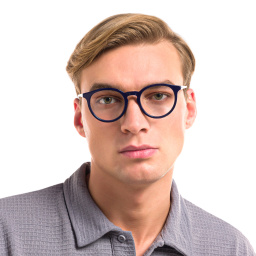 EYE'M Round Eyeglasses in Blue – Product Photo 6