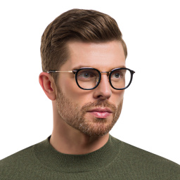 Shop EYE'M Square Eyeglasses in Gold Black online.