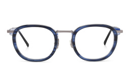 EYE'M Square Eyeglasses in Silver/Blue – Product Photo 1