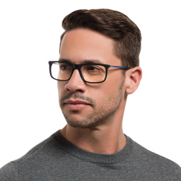EYE'M Wide Rectangle Eyeglasses in Black – Product Photo 6