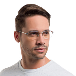 EYE'M Half Rim Rectangle Eyeglasses in Silver – Product Photo 5