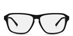 EYE'M Wide Rectangle Eyeglasses in Shiny Black – Product Photo 1