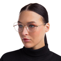 Shop EYE'M Wide Square Eyeglasses in Gold online.