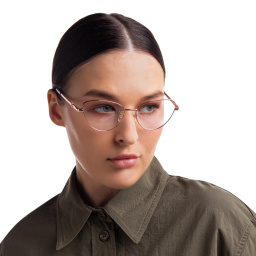 Shop EYE'M Wide Cat Eye Eyeglasses in Rose Gold online.