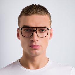 EYE'M Wide Aviator Eyeglasses in Havana – Product Photo 4