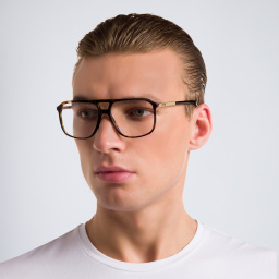 EYE'M Wide Aviator Eyeglasses in Havana – Product Photo 5