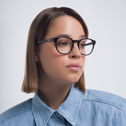 EYE'M Round Eyeglasses in Black – Product Photo 6