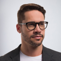 Shop EYE'M Round Eyeglasses in Shiny Black online.