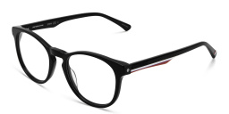 Shop EYE'M Round Eyeglasses in Shiny Black online.