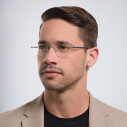 Shop EYE'M Rimless Rectangle Eyeglasses in Silver online.