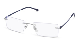 Shop EYE'M Rimless Rectangle Eyeglasses in Silver online.