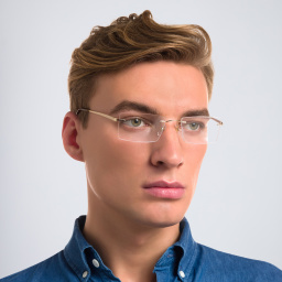 EYE'M Rimless Rectangle Eyeglasses in Gold – Product Photo 5