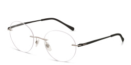 EYE'M Rimless Round Eyeglasses in Silver – Product Photo 2