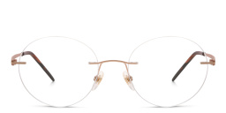 EYE'M Rimless Round Eyeglasses in Brown & Gold – Product Photo 1