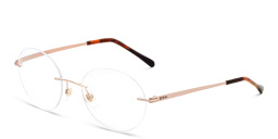 Shop EYE'M Rimless Round Eyeglasses in Brown & Gold online.