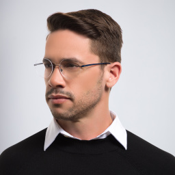 Shop EYE'M Rimless Round Eyeglasses in Black online.