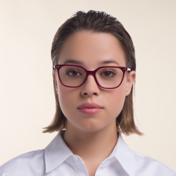 Shop EYE'M Square Eyeglasses in Red online.