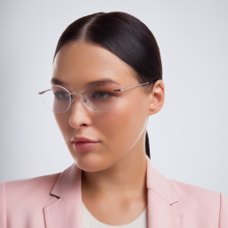 EYE'M Rimless Wide Cat Eye Eyeglasses in Silver – Product Photo 5