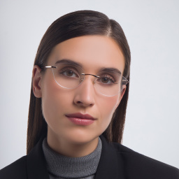 EYE'M Rimless Wide Cat Eye Eyeglasses in Gold – Product Photo 5