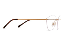 Shop EYE'M Rimless Wide Cat Eye Eyeglasses in Antique Gold online.