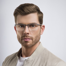 EYE'M Half Rim Rectangle Eyeglasses in Silver – Product Photo 5