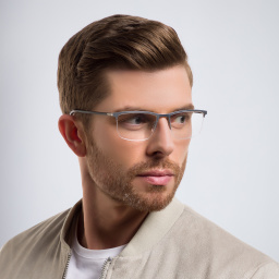 EYE'M Half Rim Rectangle Eyeglasses in Silver – Product Photo 6