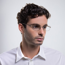 EYE'M Wide Rectangle Eyeglasses in Gold – Product Photo 6