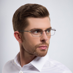 EYE'M Wide Rectangle Eyeglasses in Silver – Product Photo 6