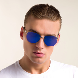 Shop EYE'M Rimless Aviator Sunglasses in Silver online.