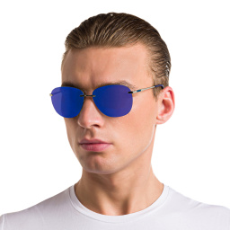 Shop EYE'M Rimless Aviator Sunglasses in Silver online.