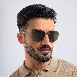 Shop EYE'M Rimless Aviator Sunglasses in Grey online.