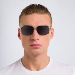 EYE'M Rimless Rectangle Sunglasses in Silver – Product Photo 4