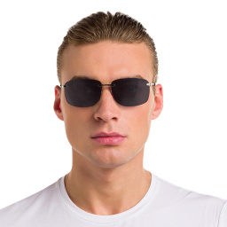 EYE'M Rimless Rectangle Sunglasses in Silver – Product Photo 5