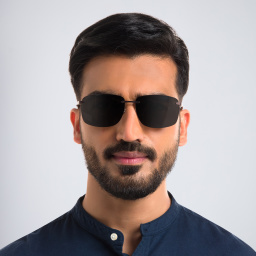 تسوق نظارة شمسية مستطيلة بدون إطار EYE'M بلون بني أونلاين.