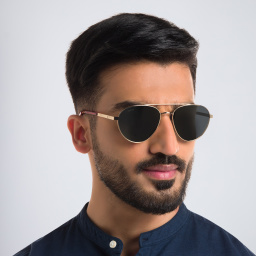 Shop EYE'M Aviator Sunglasses in Gold online.