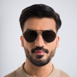 EYE'M Aviator Sunglasses in Silver – Product Photo 4