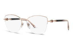 Shop BVLGARI Half Rim Wide Cat Eye Eyeglasses in Pink Gold online.